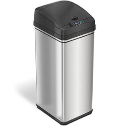 iTouchless - 13-Gal. Touchless Trash Can - Stainless Steel/Black - Angle_Zoom