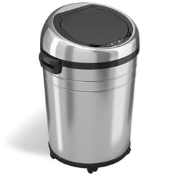 iTouchless - 18-Gal. Touchless Round Trash Can - Stainless Steel - Angle_Zoom