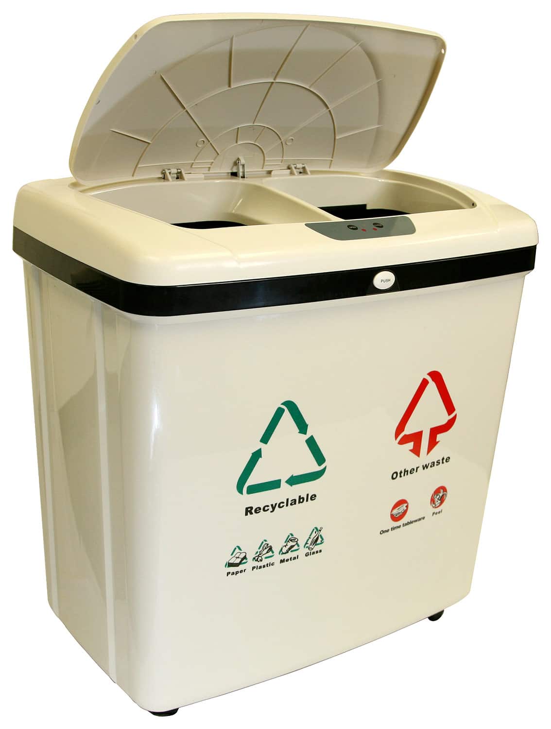 Best Buy iTouchless 16Gal. Touchless Trash Can/Recycle Bin Beige IT16RE