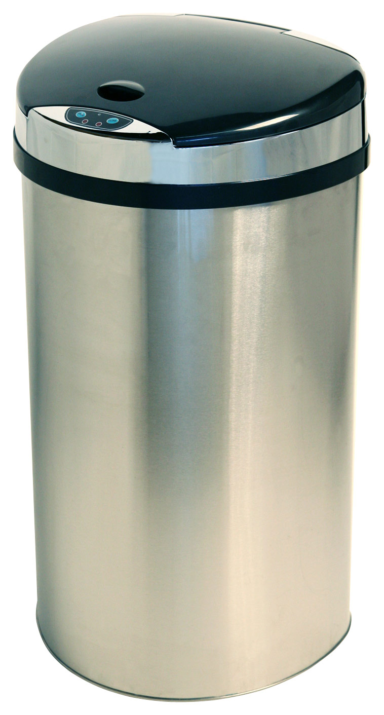 iTouchless - 13-Gal. Touchless Semi-Round Trash Can - Brushed Silver