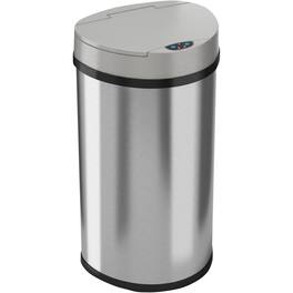iTouchless - 13-Gal. Touchless Semi-Round Trash Can - Brushed Silver