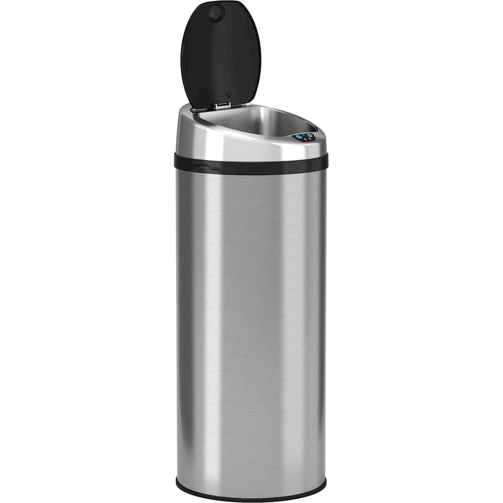 iTouchless - 13-Gal. Round Touchless Trash Can - Stainless Steel