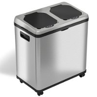 iTouchless - 16-Gal. Touchless Recycle Trash Can - Stainless Steel - Angle_Zoom