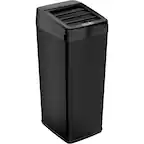 Angle. iTouchless - 14 Gallon Sliding Lid Sensor Trash Can with AbsorbX Odor Control System, Automatic Kitchen Bin - Black stainless steel.
