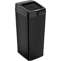 iTouchless - 14 Gallon Sliding Lid Sensor Trash Can with AbsorbX Odor Control System, Automatic Kitchen Bin - Black stainless steel - Angle_Zoom
