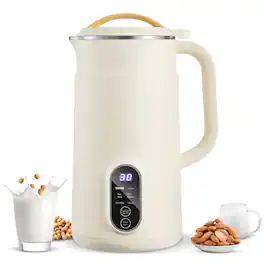 Mirfee - 6-in-1 Nut Milk Maker, 20oz for Oat, Soy, Nut & Juice, High-Temp Self-Clean, Boil Water & 12H Delay, 6 Blades - Yellow