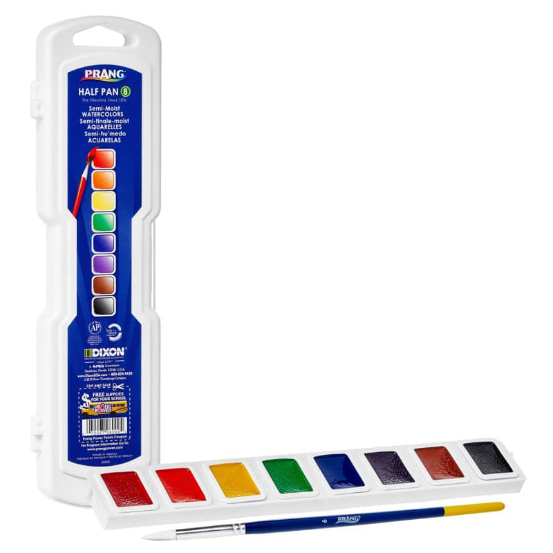Prang - Professional Watercolors 8-Color Half Pan Set with Brush