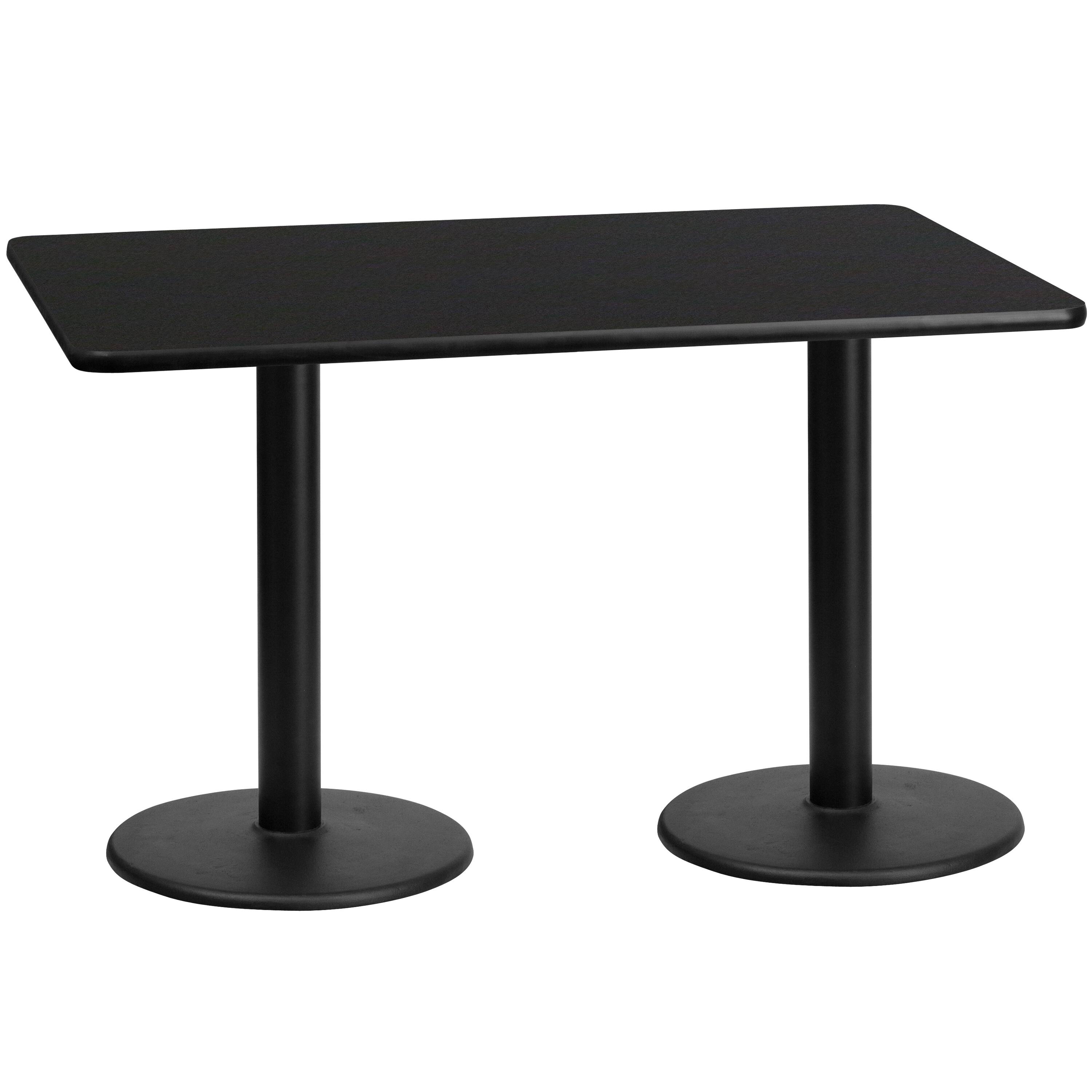 Alt View 3. Emma + Oliver - 30"x60" Rectangular Laminate Table with 18" Round Table Bases - Black.