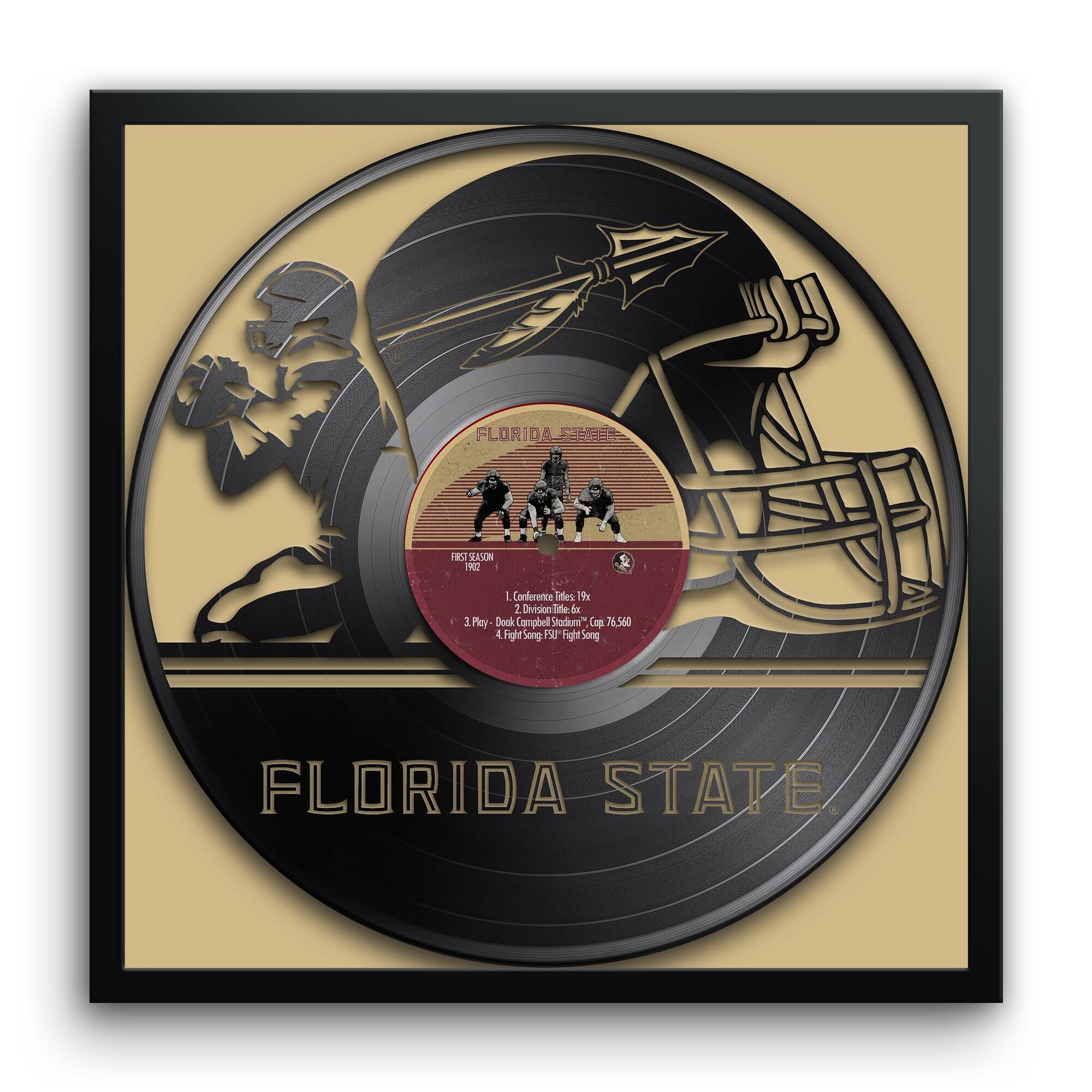 Florida State Seminoles Framed 13" x 13" Vinyl Record Art Print