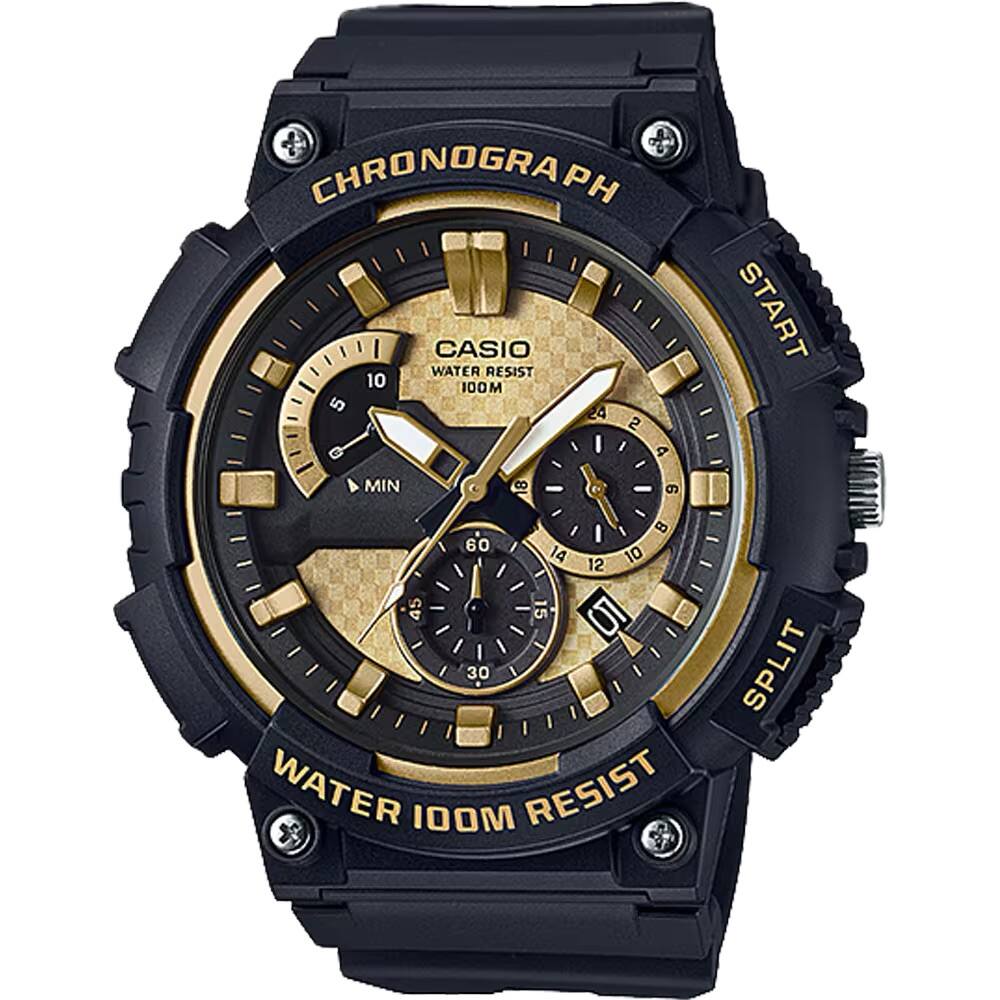 Casio - Men's Chronograph Sport Watch with Gold Dial - MCW-200H-9AV - Black