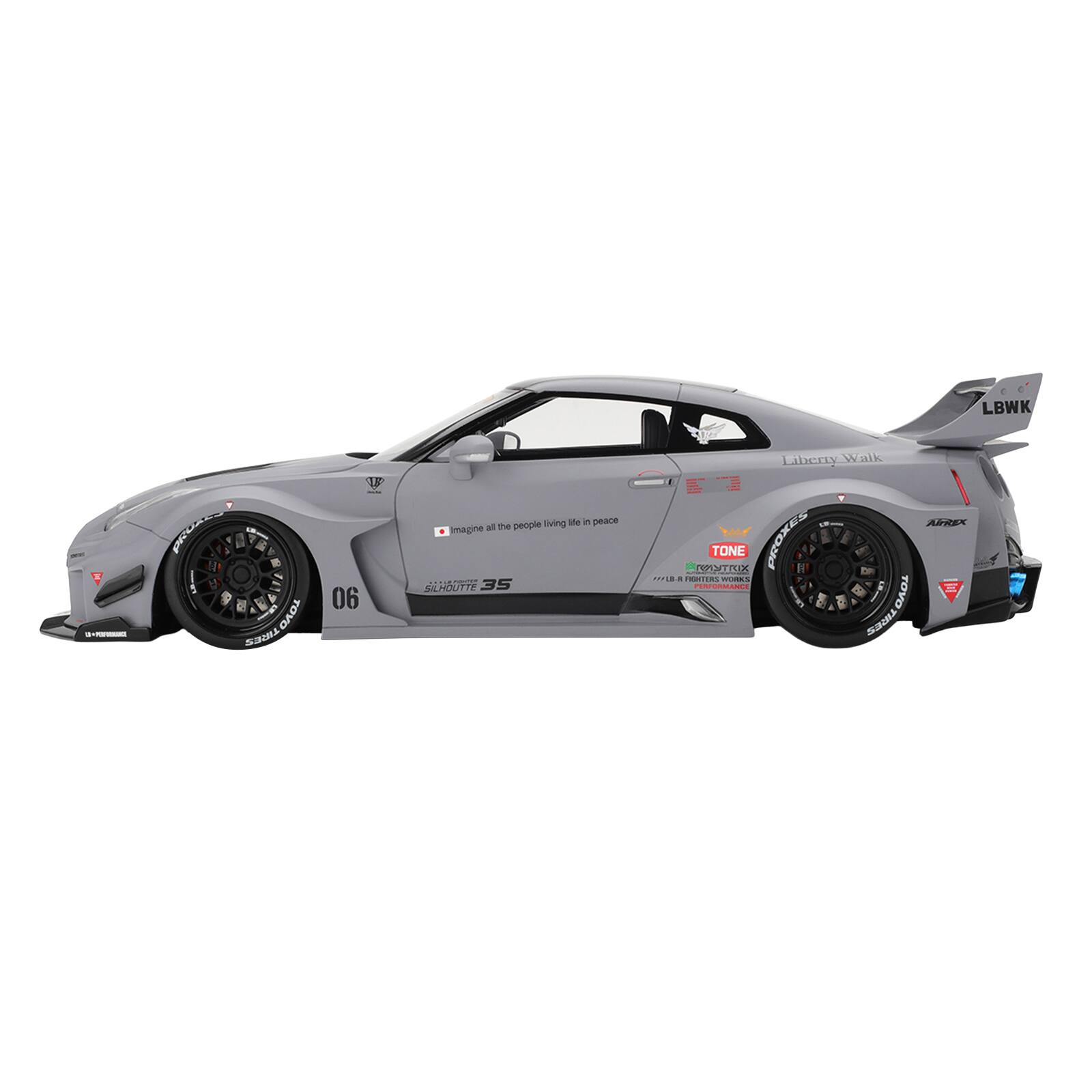 LBWK  
Liberty Walk  
H **********  
14  
TIRES TOYO  
06  
living life in peace  
Imagine all the people  
35 SILHOUTTE  
TONE 118 1 FIGHTERS WORKS PERFORMANCE  
1 AFREX TOYO TIRES