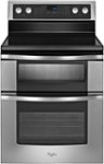 Front. Whirlpool - 30" Self-Cleaning Freestanding Double Oven Electric Range - Stainless steel.