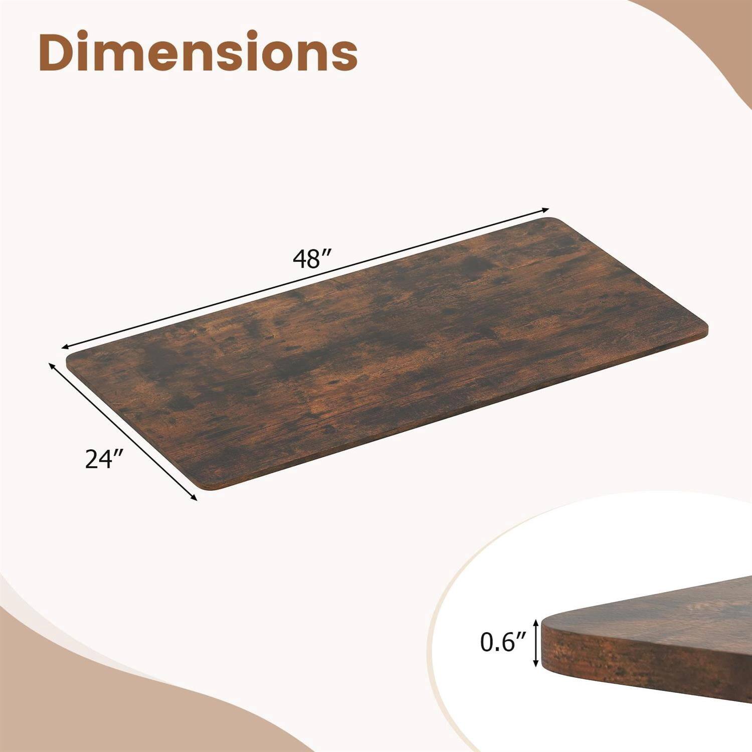Dimensions: 48" x 24" x 0.6"