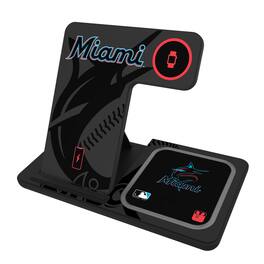 Keyscaper - Miami Marlins 3-In-1 Wireless Charger - Multicolor