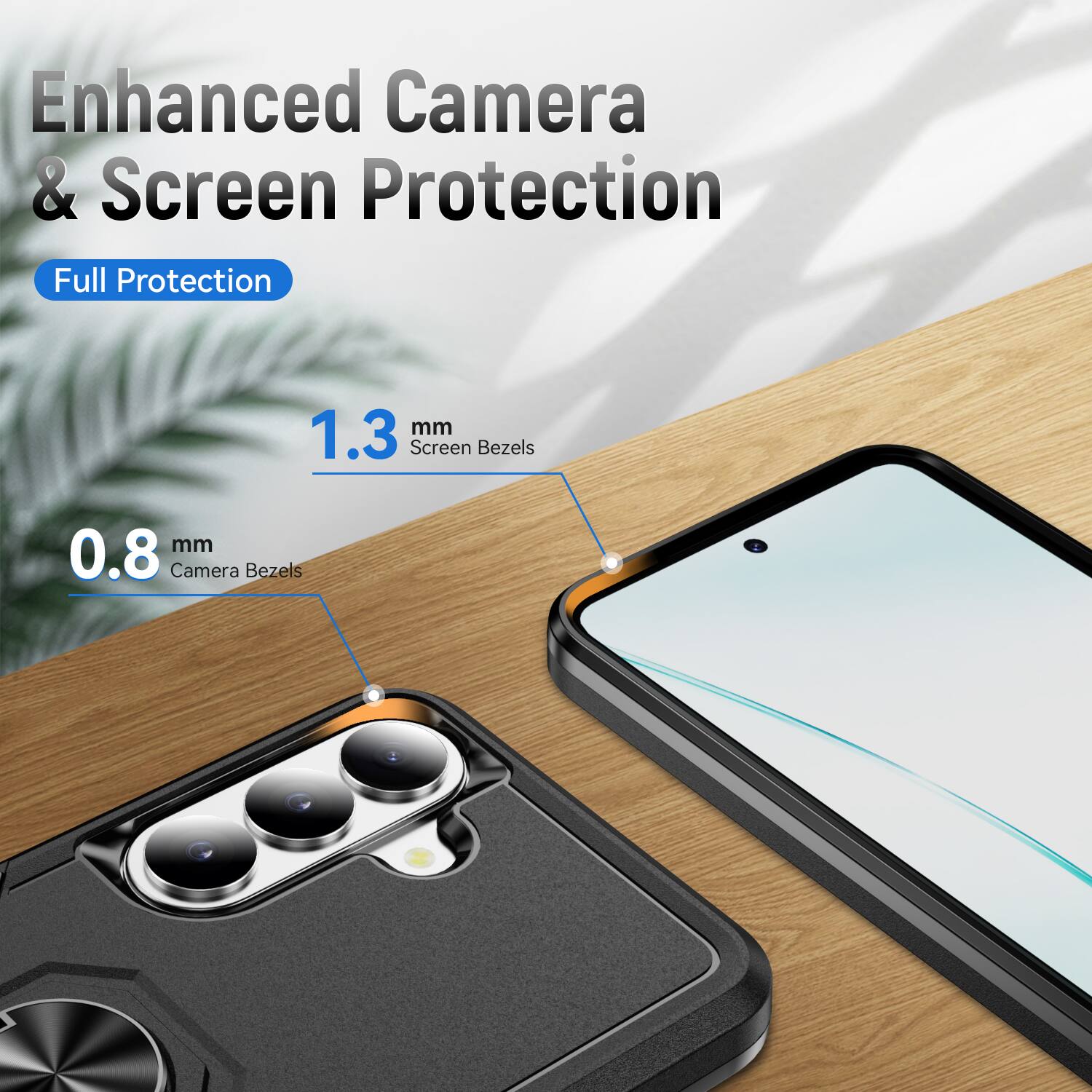 Enhanced Camera & Screen Protection  
Full Protection  
1.3 mm Screen Bezels  
0.8 mm Camera Bezels