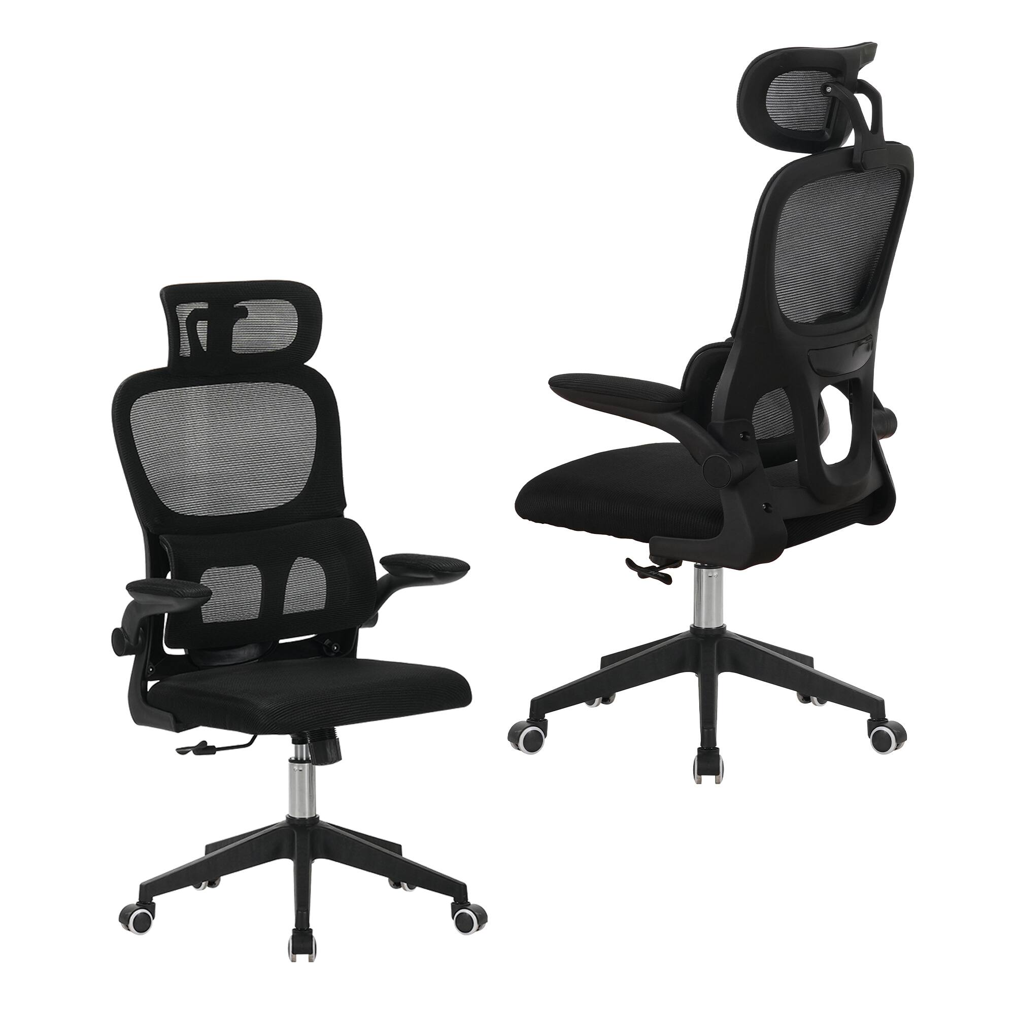 Alt View 3. Forest'nSky - High Back Ergonomic Desk Chair, Mesh with Wheels, Adjustable Headrest & Lumbar Support,  Computer Chair - Black.