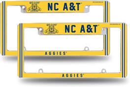 Rico Industries - North Carolina A&T NCAA Aggies (Set of 2) Chrome Metal License Plate Frames with Bold Full Frame Design - Multi