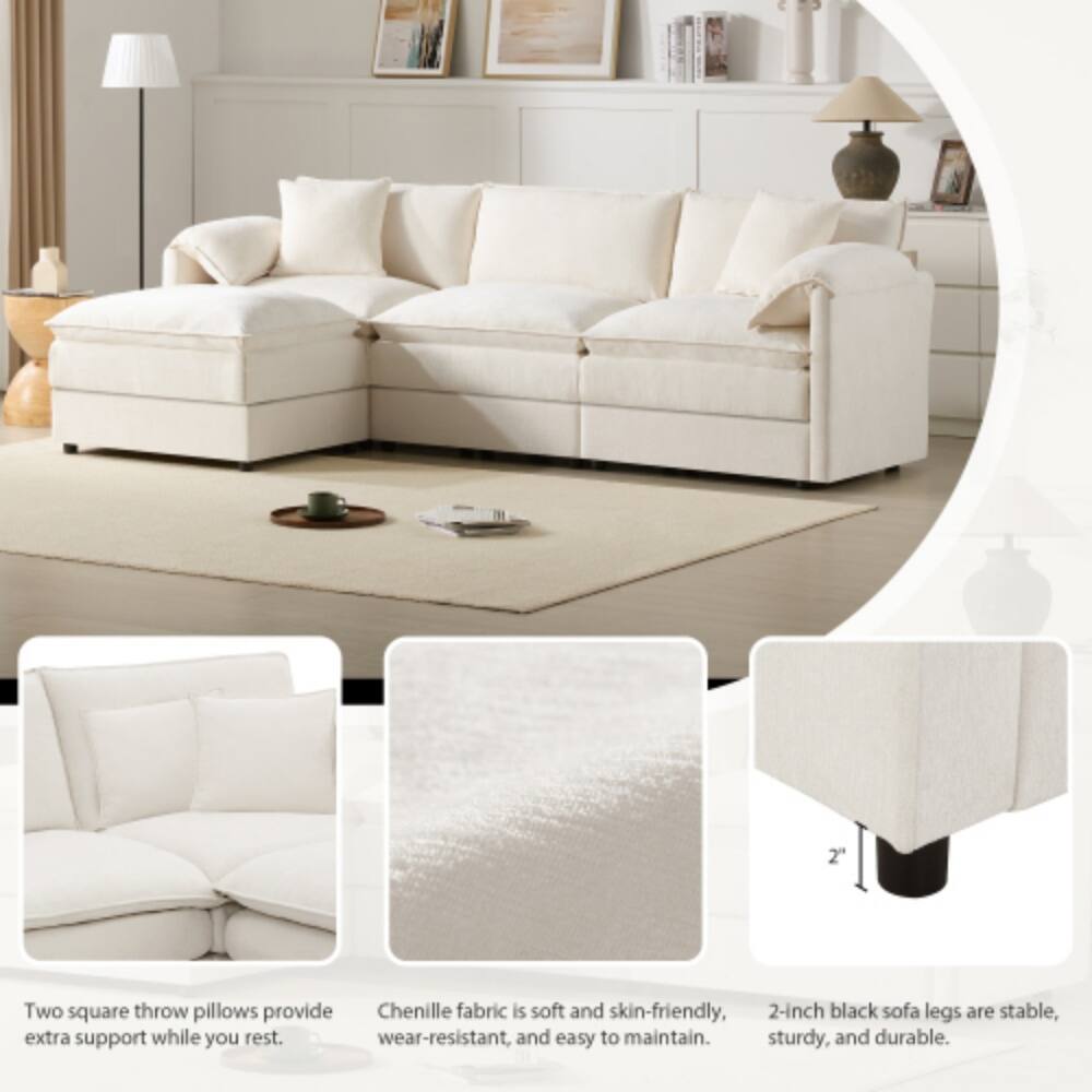 Two square throw pillows provide extra support while you rest. Chenille fabric is soft and skin-friendly, wear-resistant, and easy to maintain. 2-inch black sofa legs are stable, sturdy, and durable.