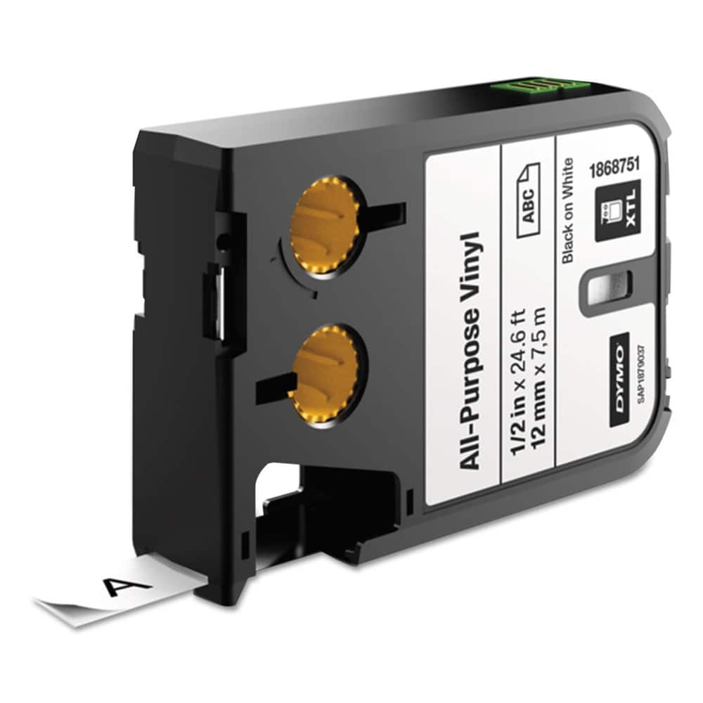 DYMO - 1868751 XTL 0.5 in. x 24.6 ft. All-Purpose Vinyl Labels - /Black Print - White