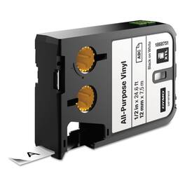 DYMO - 1868751 XTL 0.5 in. x 24.6 ft. All-Purpose Vinyl Labels - /Black Print - White