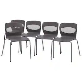 Emma + Oliver - Heavy Duty 770 lb. Capacity Plastic Stack Chair with Steel Sled Base - Gray