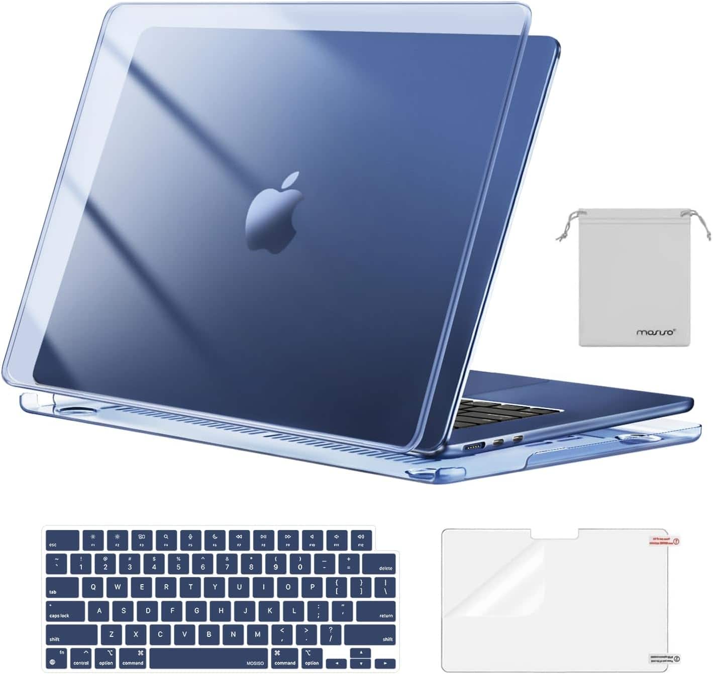 mosiso - Hard Shell Case Kit for MacBook Air 15 inch A3448 A3241 A3114 A2941 M5 M4 M3 M2 - Crystal Midnight