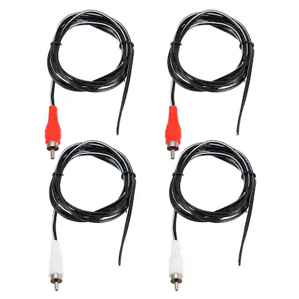 Front. Unique Bargains - 4pcs 5ft RCA Audio Subwoofer Cable, 1 RCA Male Plug to Bare Wire Open End Audio Video Speaker for Amplifier Home Theater - White Red.