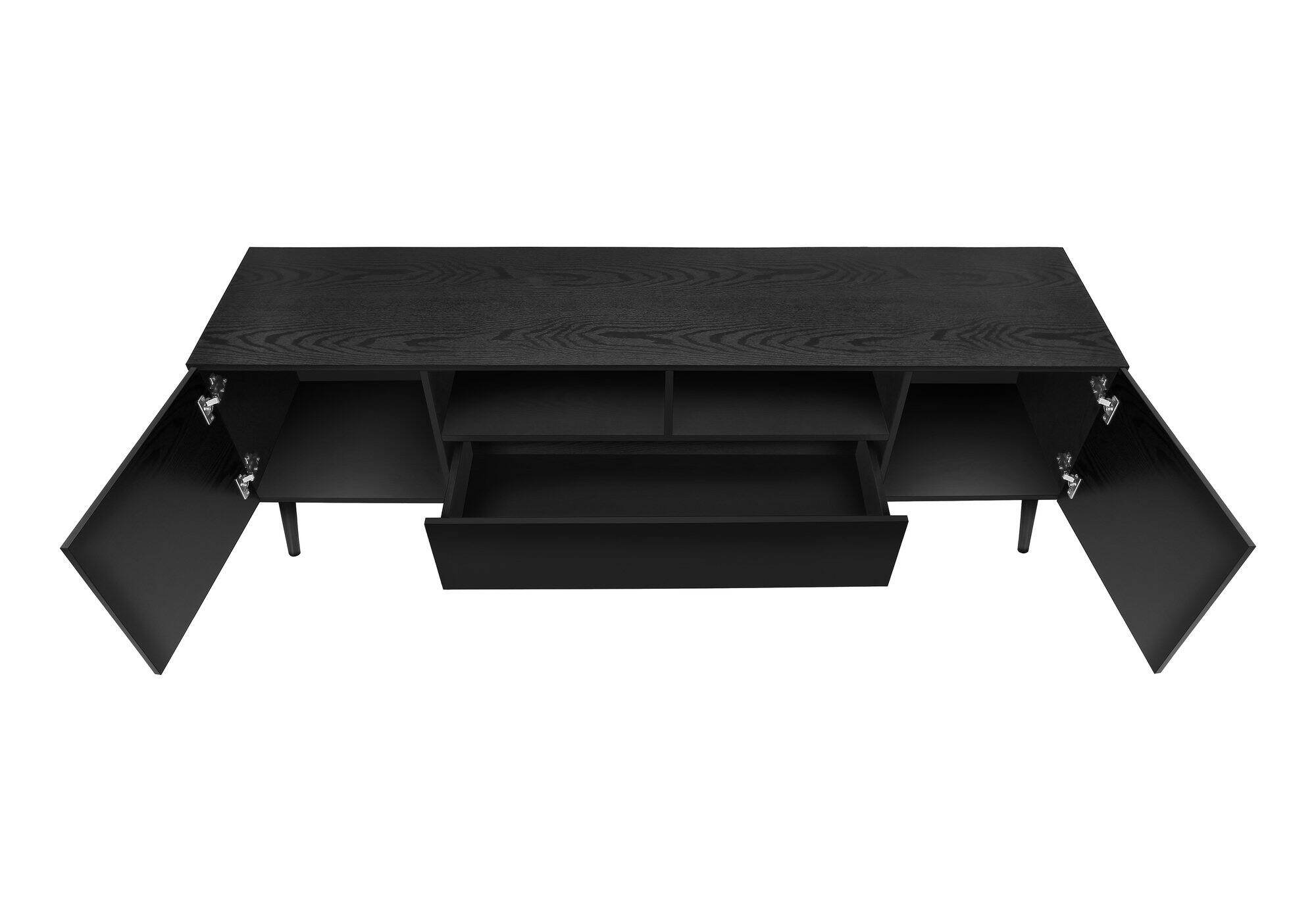 Alt View 1. Spaco - Spaco TV Stand for TVs Up to 80 Inch, 72” Mid Century Modern Media Console with 1 Drawer, Solid Wood Legs - Black.