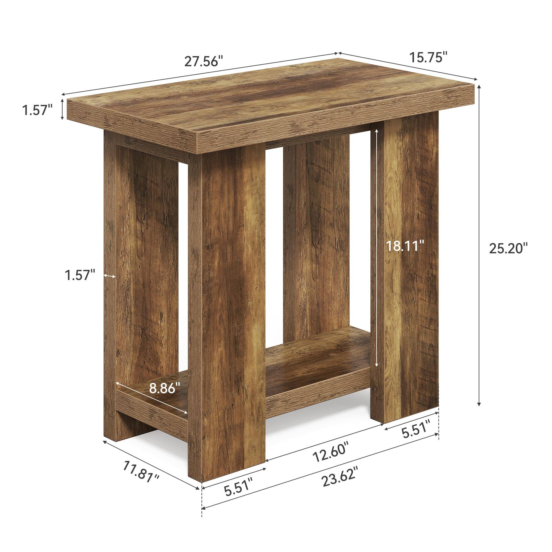 Tribesigns LITTLE TREE 2 Tier Side Table with Storage Shelf, Farmhouse ...