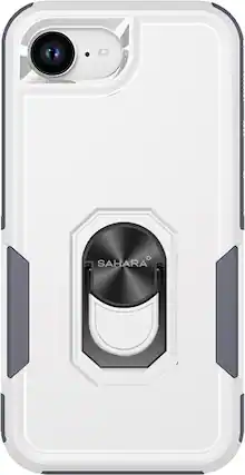 Front. SaharaCase - Raider Series Heavy Duty Kickstand Case for Apple iPhone 16e - Fossil White.