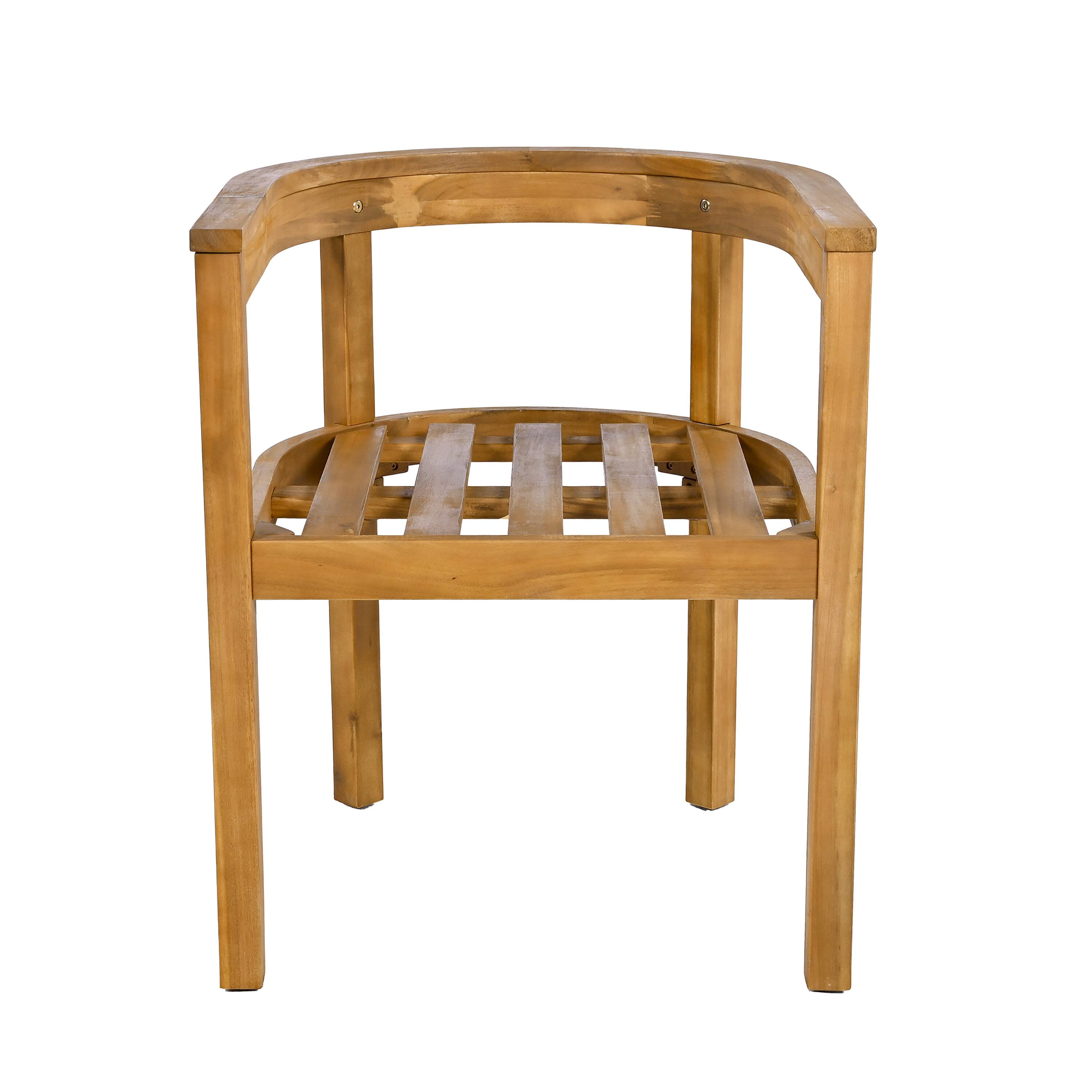 Alt View 2. Mondawe - Set of 2 Outdoor Acacia Wood Dining Chair with Cushion - Teak+ Beige.