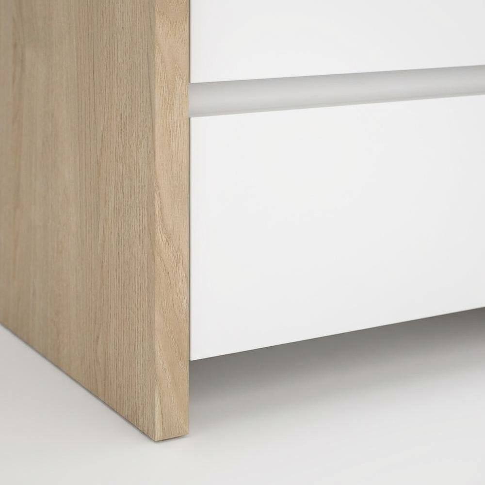 Alt View 1. FurniFact - Timeless 17-Inch Tall Nightstand with 2 Drawers in Classic Finish - Brown.