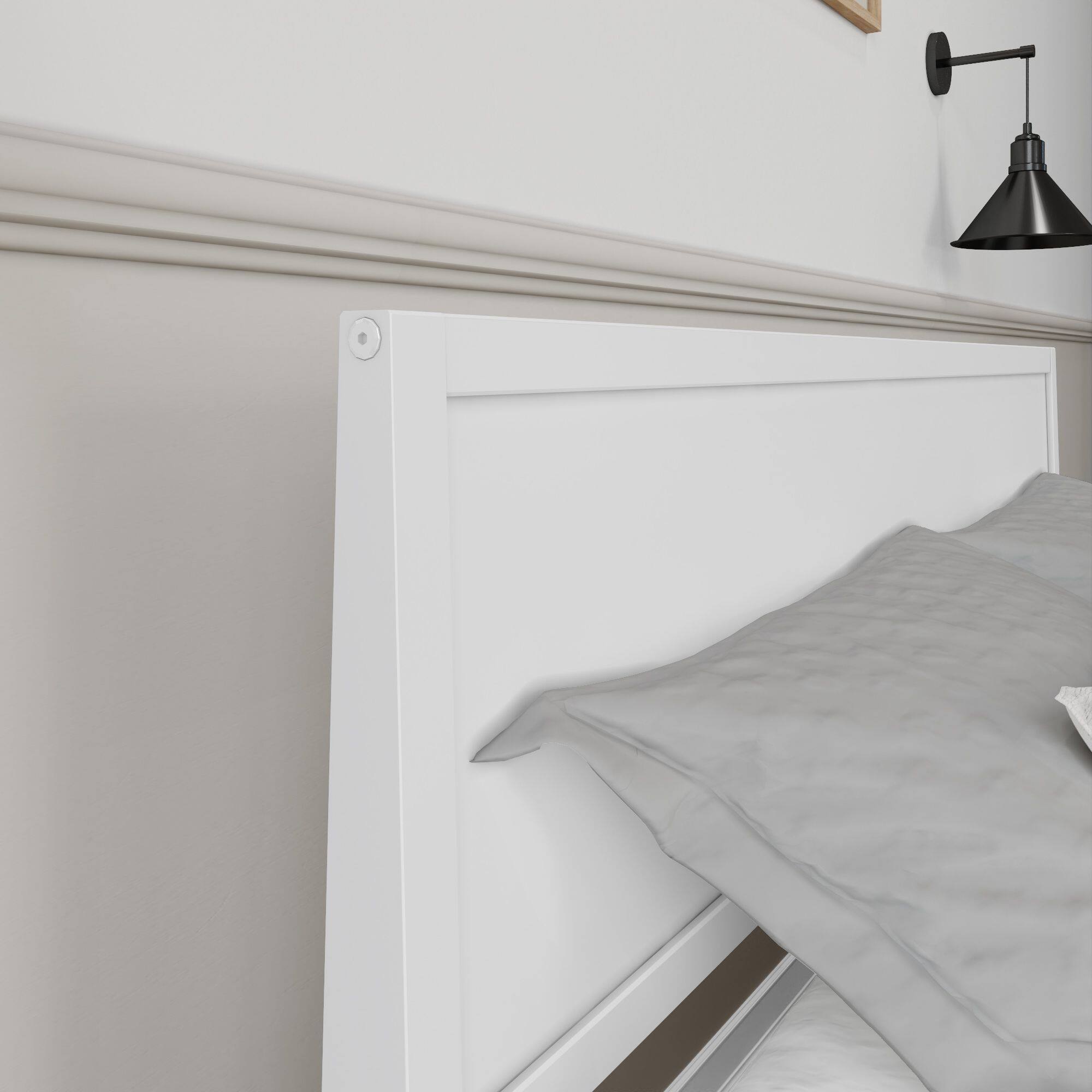 Alt View 4. Plank+Beam - Queen-Size Bed with Panel Headboard, White - White.
