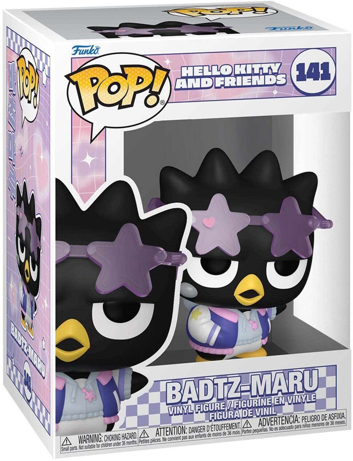 COP Tiki Funko.  
HELLO KITTY 141 AND FRIENDS E POP!  
CDZ0R0 B0  
MARO  
BADTZ-MARU FIGURINE EN VINYLE VINYL FIGURE / FIGURA DE VINIL  
ADVERTENCIA: PELIGRO DE ASFIXIA.  
ATTENTION: DANGER D'ÉTOUFFEMENT.  
WARNING: CHOKING HAZARD.  
Pequeñas partes.  
Petites pièces.  
Ne convient pas aux enfants de moins de 36 mois.  
Not suitable for children under 36 months.
