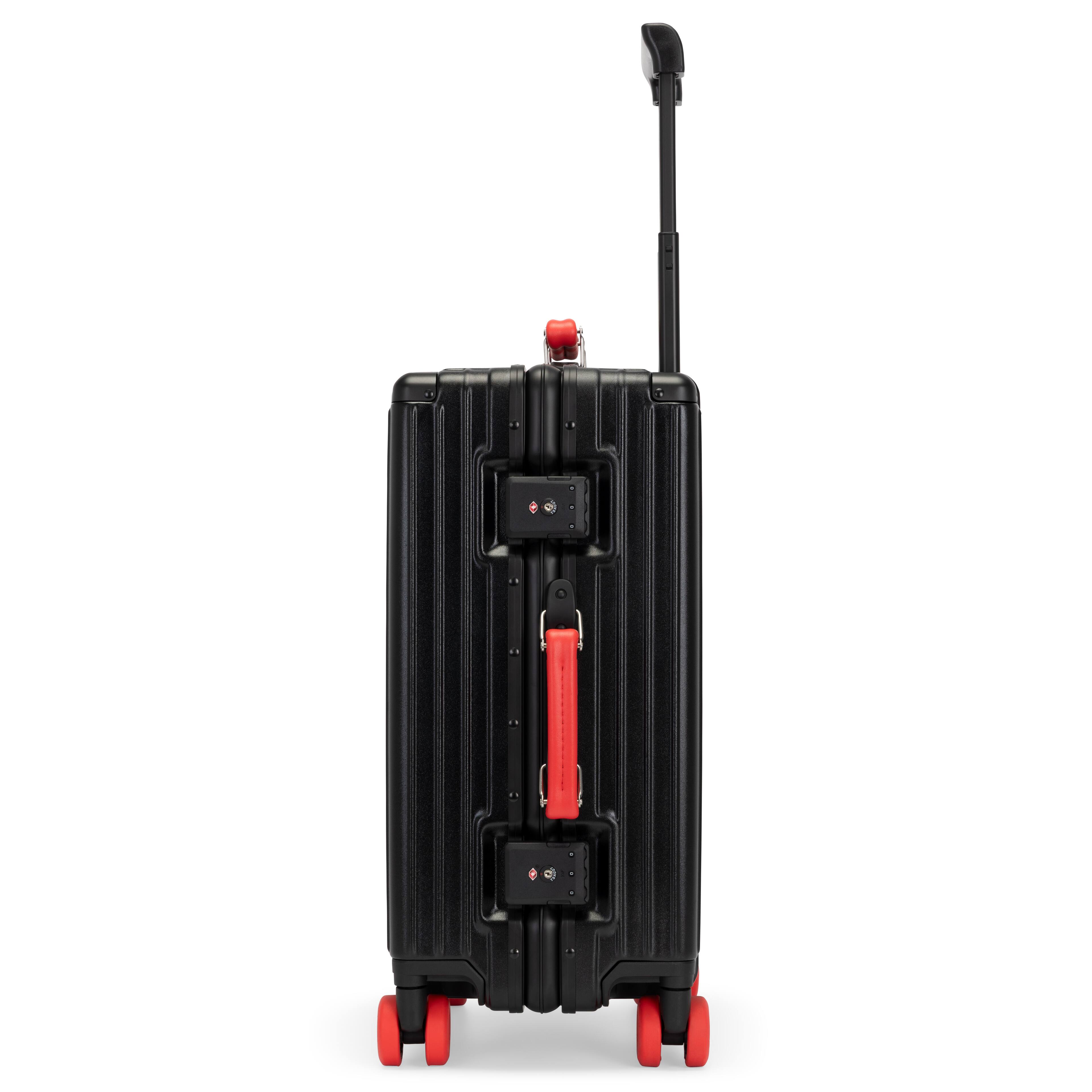 Alt View 5. Von Dutch - Von Dutch Cross Roads Polycarbonate Carry-on Suitcase with Aluminum Frame - Black-Red.