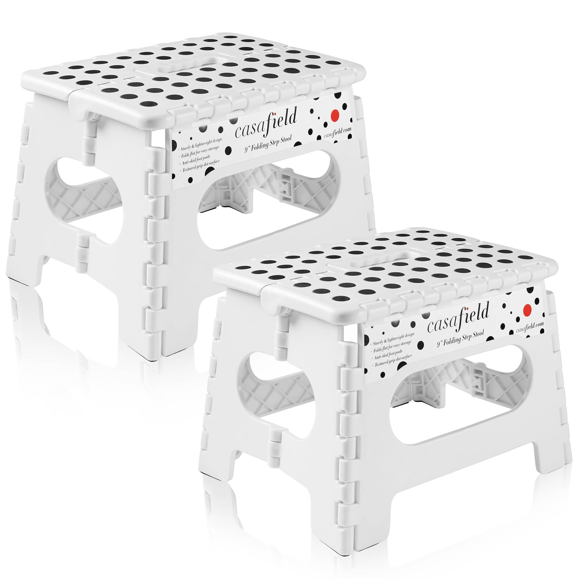 Casafield - Folding Step Stools with Handle (Set of 2) - White