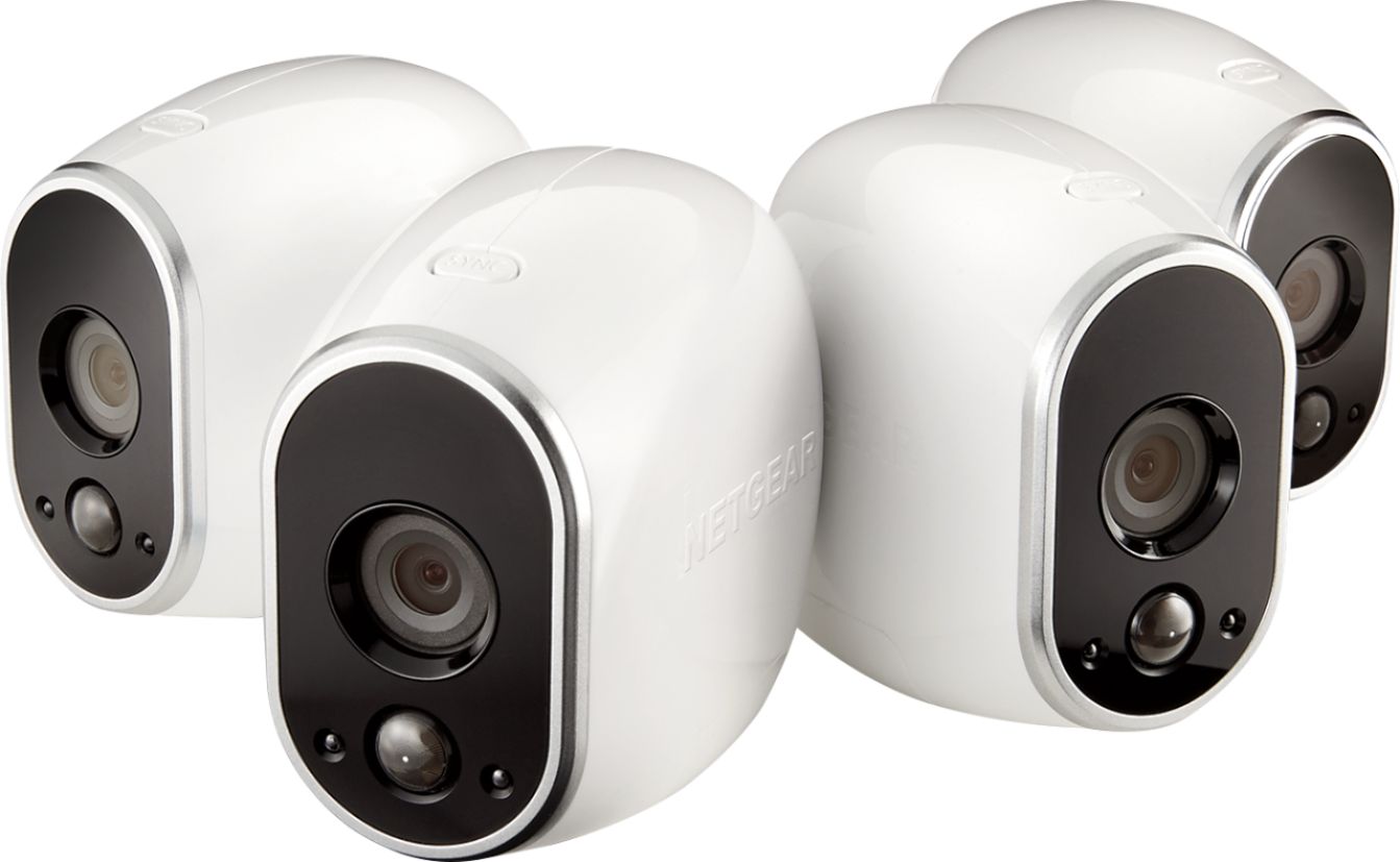 Brug for Sund og rask Skænk Arlo Smart Home Indoor/Outdoor Wireless High-Definition Security Cameras  (4-Pack) White/Black VMS3430-100NAS - Best Buy