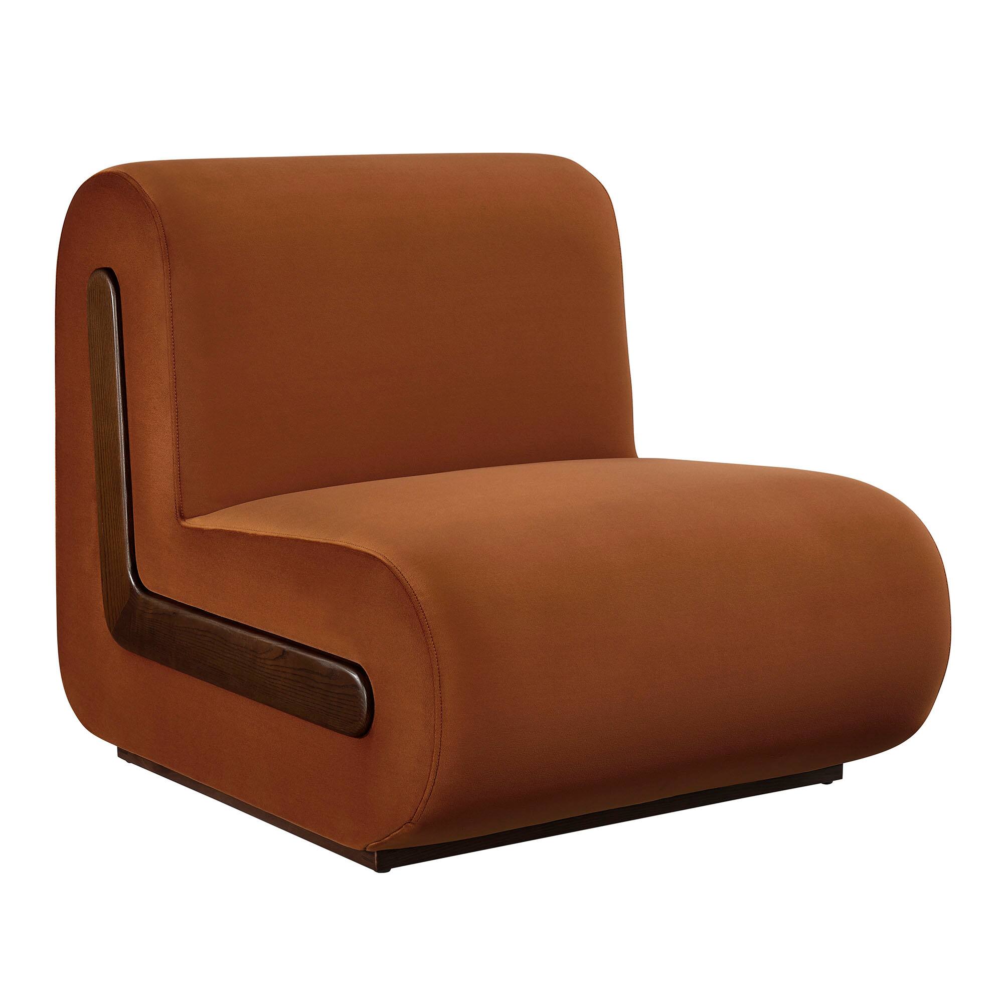 Angle. Modway - Denby Performance Velvet Accent Chair by Modway - Rust.