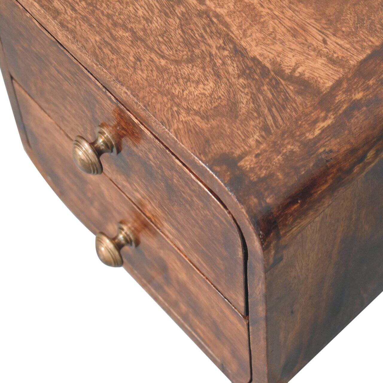 Alt View 1. Artisan Furniture - Artisan Furniture Solid Wood Mini Curved California Walnut Wall Mounted Bedside, 2 Drawers, Dark Brown - Chestnut.