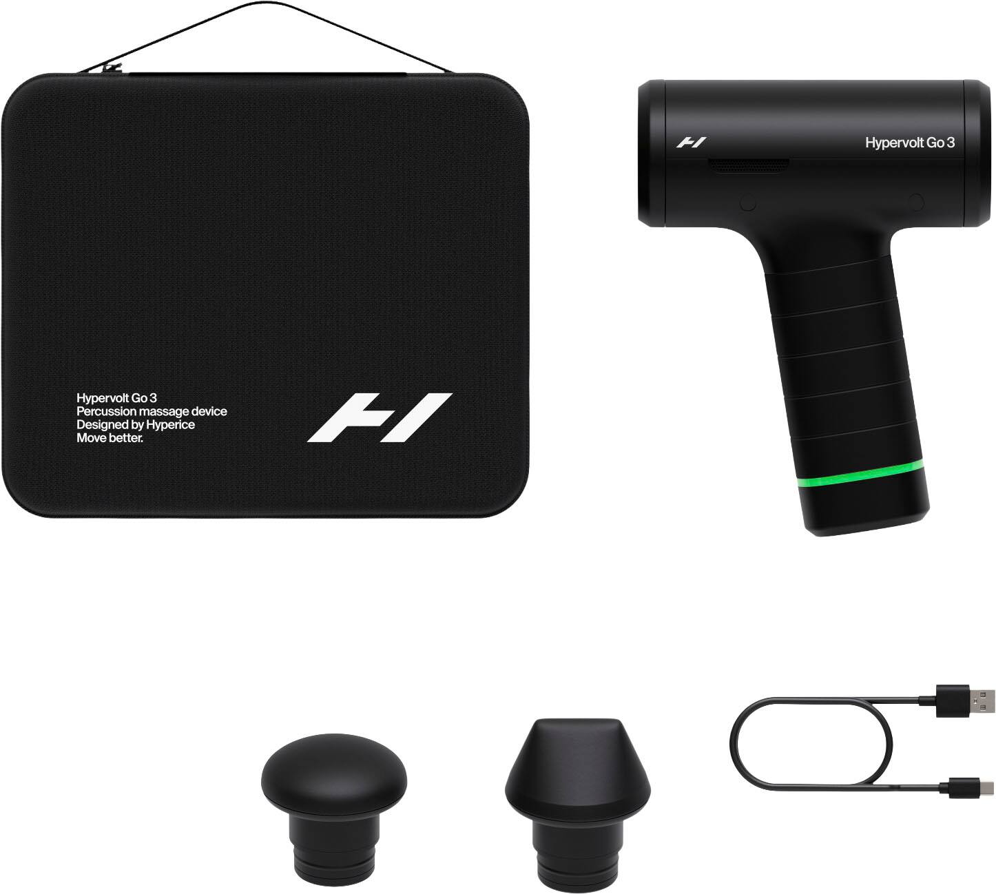 Hypervolt Go 3  
Percussion massage device  
Designed by Hyperice  
Move better.