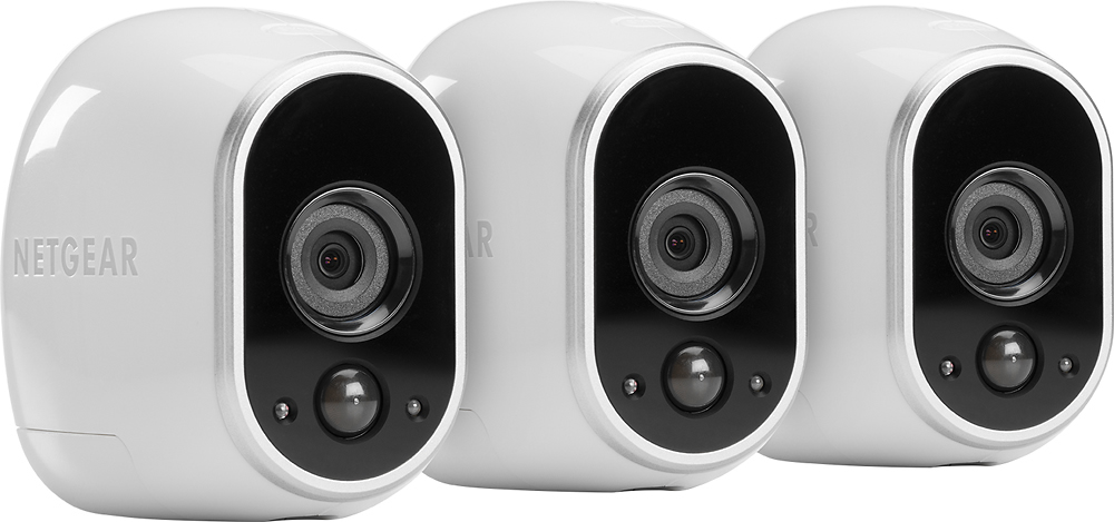 NETGEAR Arlo Smart Home Indoor/Outdoor Wireless High-Definition Security Cameras (3-Pack) White/Black VMS3330-100NAS Best Buy