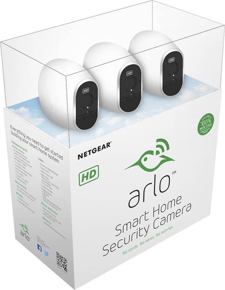 Alt View 11. NETGEAR - Arlo Smart Home Indoor/Outdoor Wireless High-Definition IP Security Cameras (3-Pack) - White/Black.