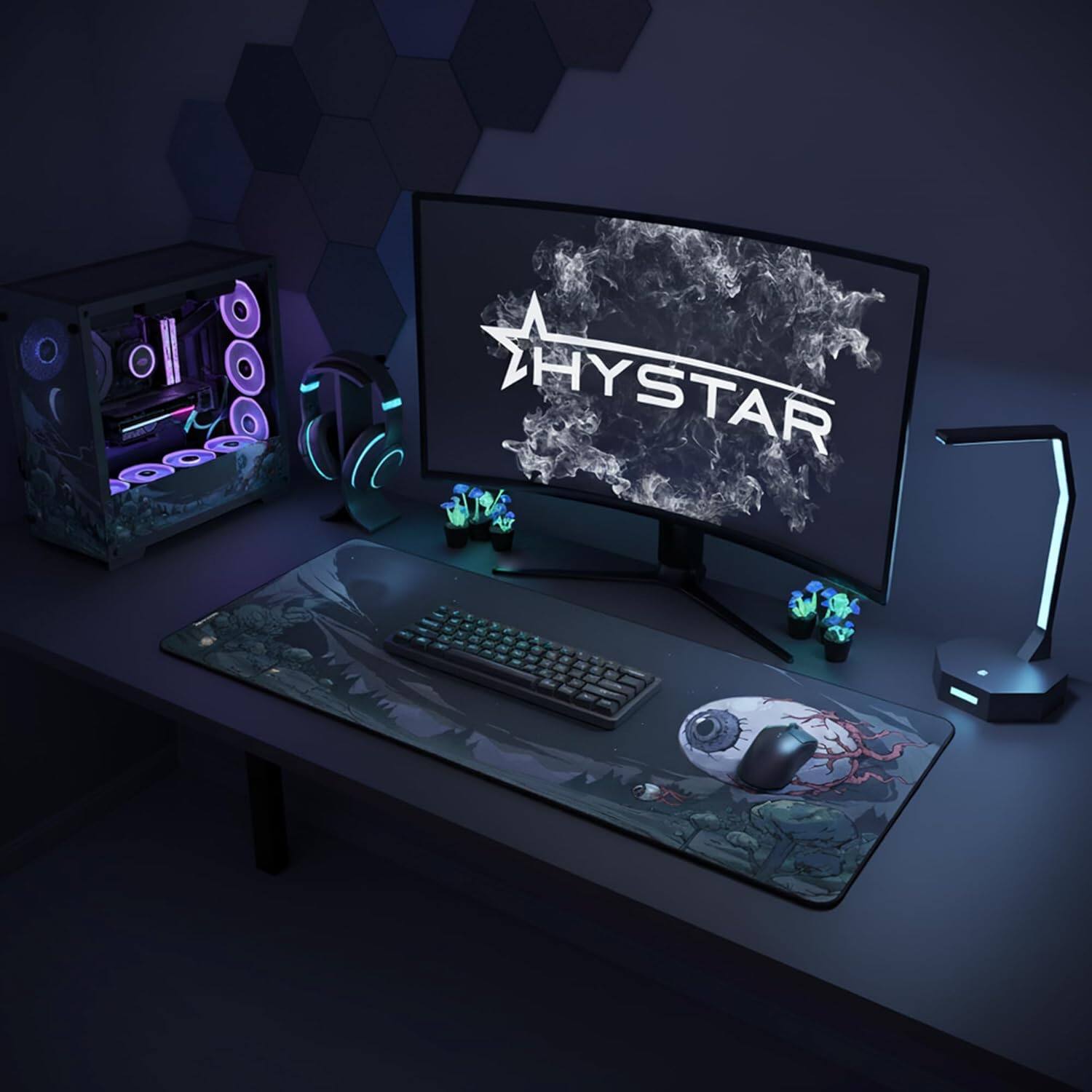 Alt View 5. Hystar - Terraria Extended Gaming Mouse Pad | 5mm Thick, Waterproof Surface, Polyester Fabric, & Rubber Base | 36" x 16" - Black.