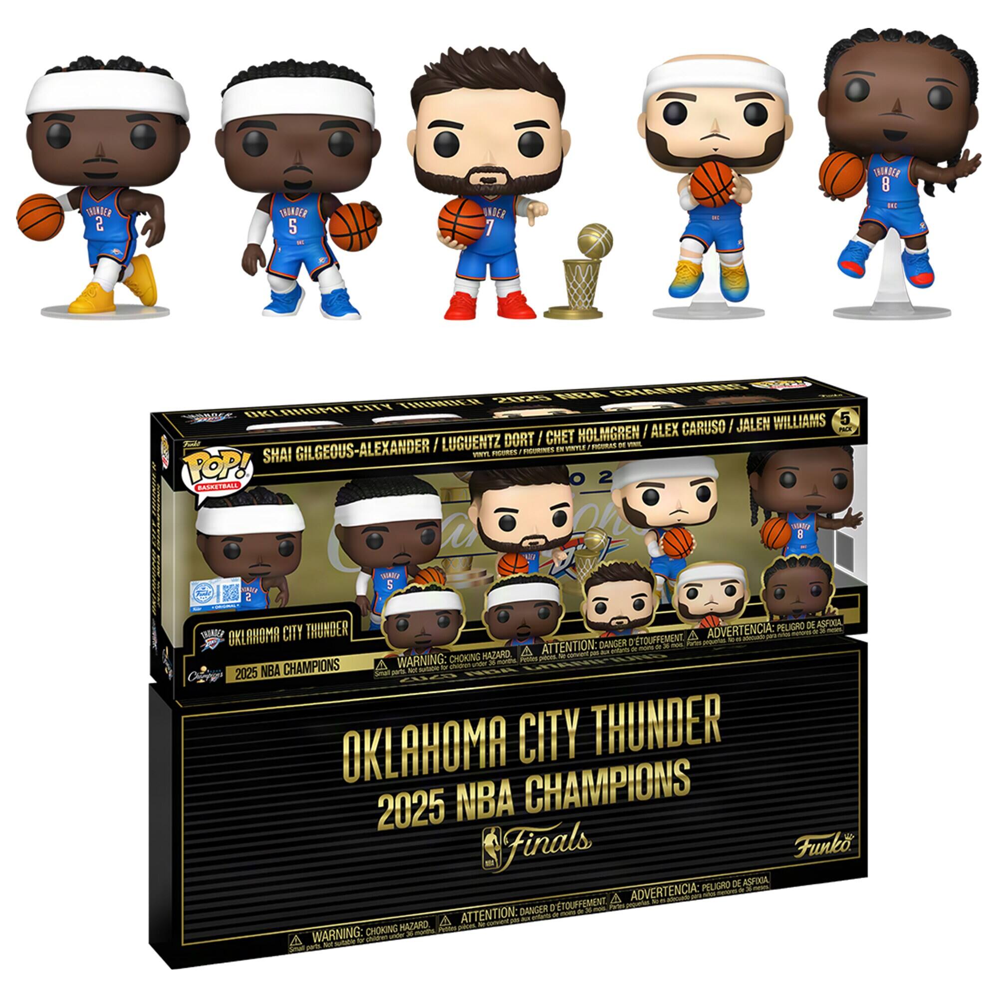 NUADE 2 WMAAMEE 5 - UNER 7 - INTAREE 8 D a DIA EE PAEINPAE PIC THHWEA BLAAEPTEE 5 ALEX CARUSO I JALEN WILLIAMS I CHET HOLMGREN I LUGUENTZ DORT REOA - - GILGEOUS-ALEXANDER - E -m SHAI - - TOP! O 2 PADAN ANEETRAL  Oh ENtAr a A 1  5 - I PEL GRO DE ASPORA W CITY THUNGER ADVE ER ENCIA: fron - OKLRHOMA TOUPPEMEN A - - M DANGER m ATTENTION: - im . m A - M o WARNING: CHOKING HAZARO Pem pE - - - - e CHAMPIONS A - oo NBA - M Oora 2025 OKLAHOMA CITY THUNDER 2025 NBA CHAMPIONS Finals Funko - PELIGRO DR ASFIXA ADVERTENCIA: DANGER a TOURFEMENT - - ATTENTION: wa i CHOKING HAZAR - Jume FOM WARNING: