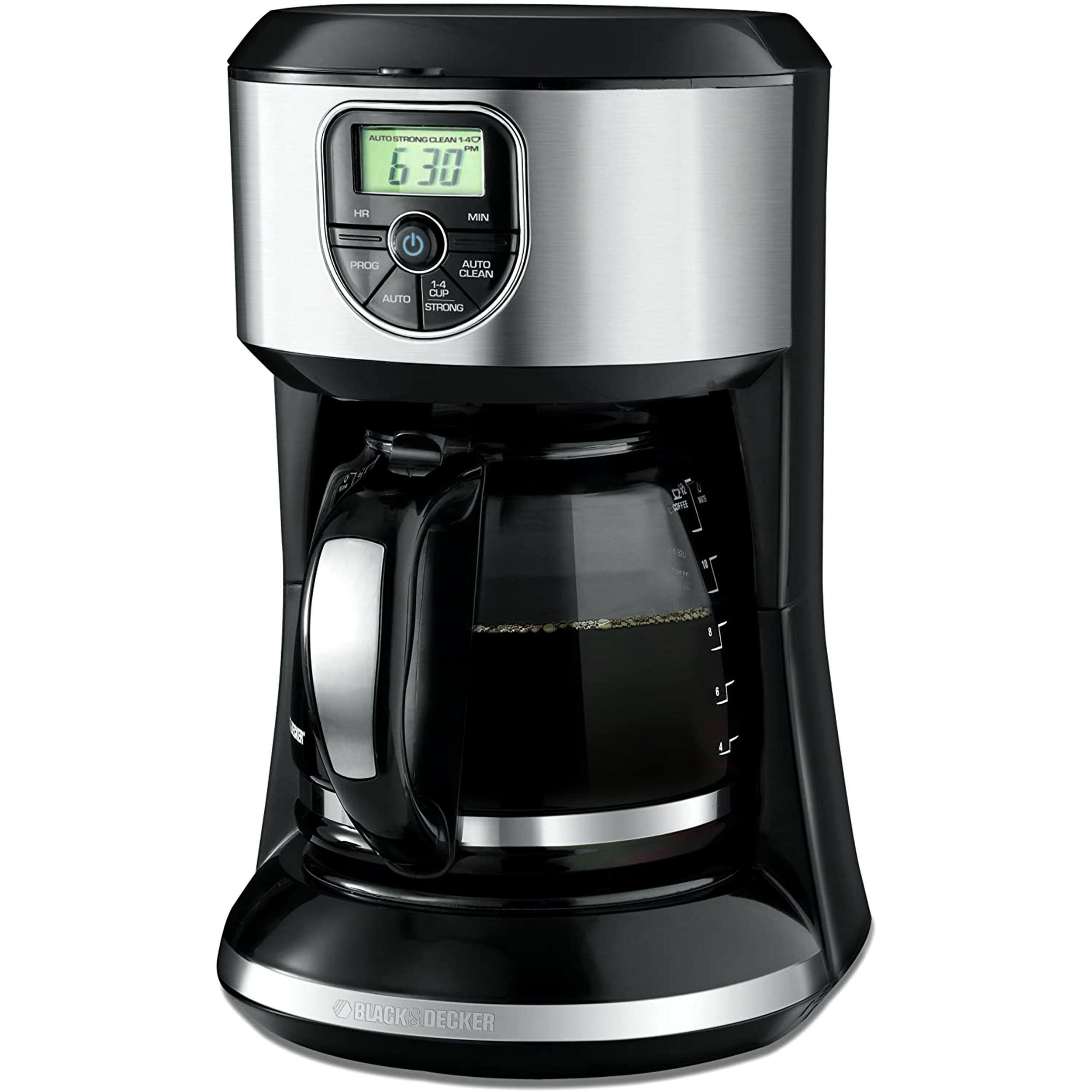 Black+Decker - and Decker 12 Cup Programmable Coffeemaker and Silver - Black