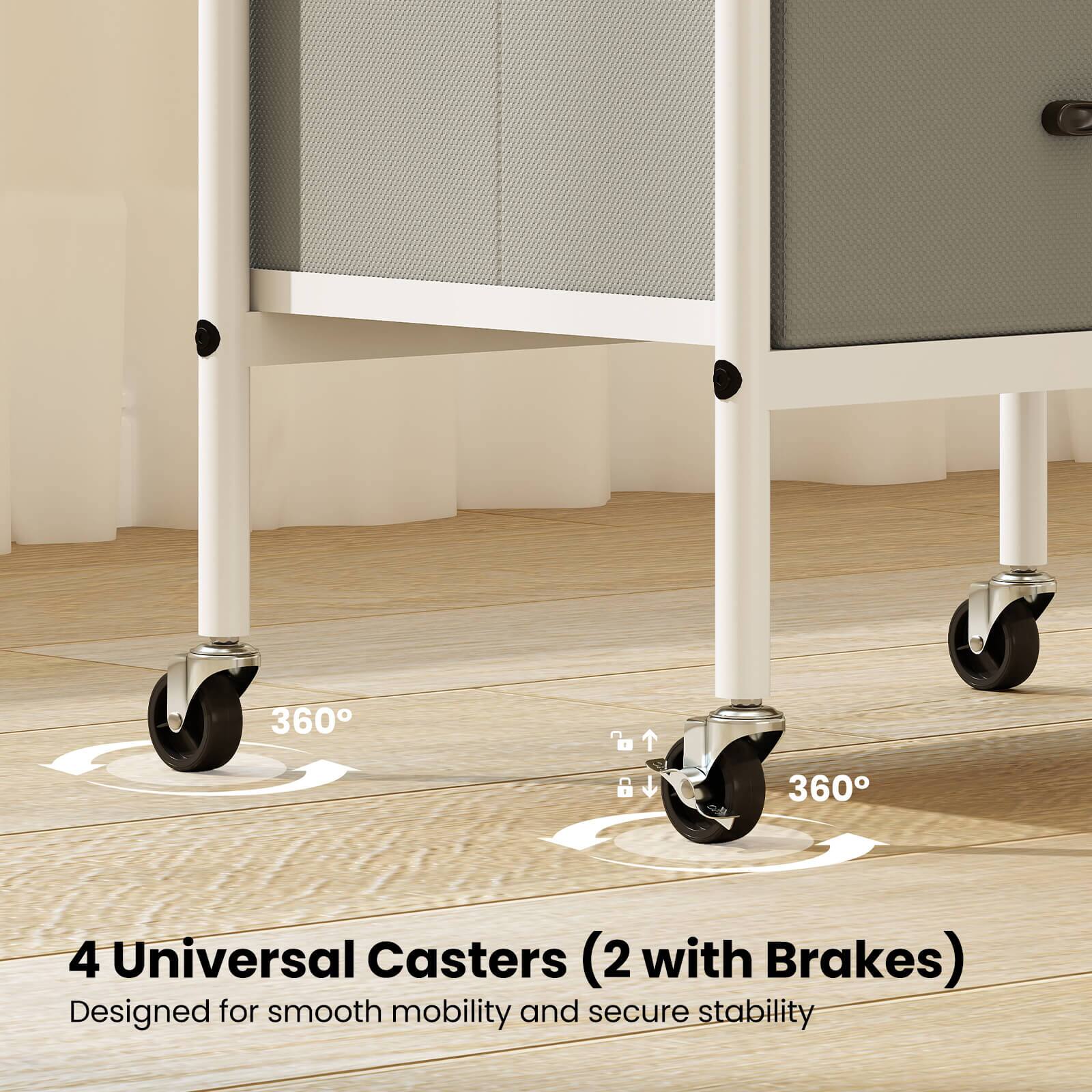 4 Universal Casters (2 with Brakes)  
Designed for smooth mobility and secure stability