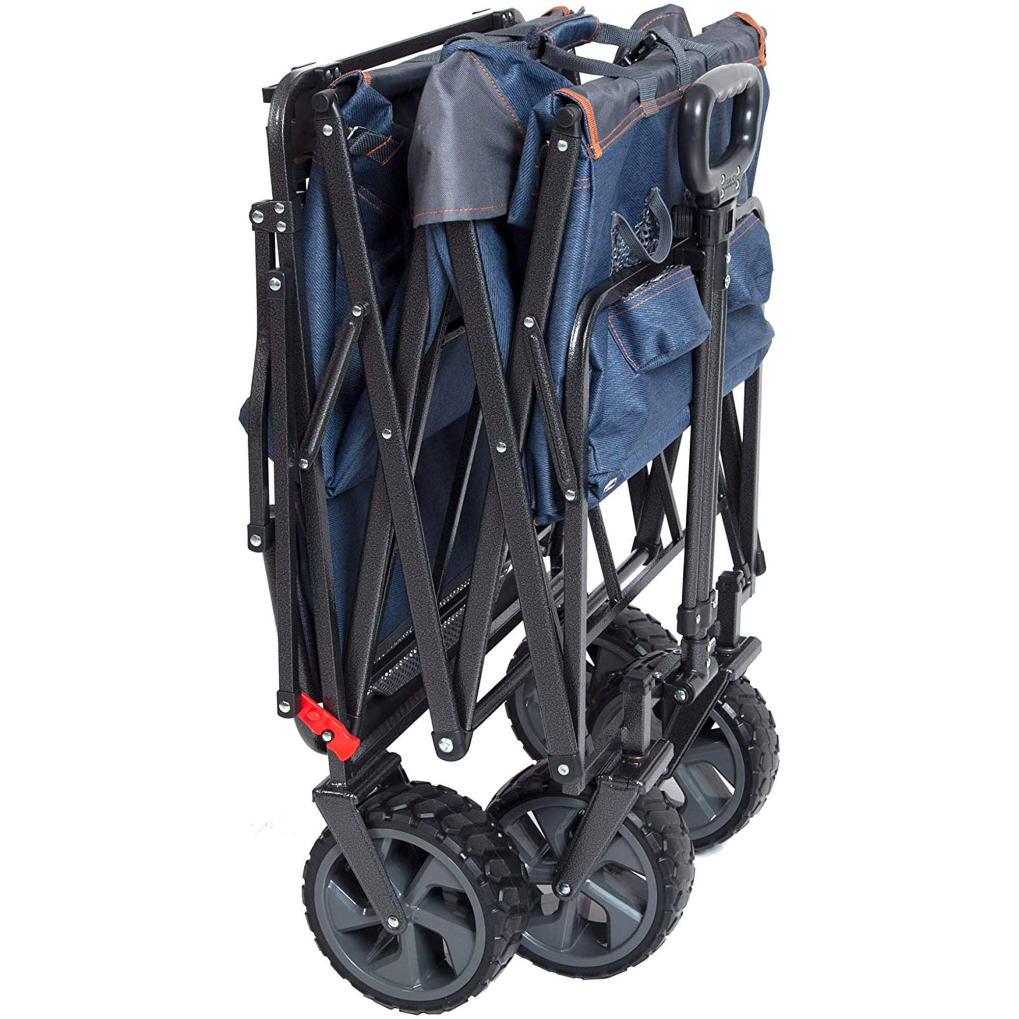 Alt View 4. Mac Sports - Mac Sports Collapsible Folding Heavy Duty Push Pull Utility Cart Wagon, Blue - Denim Blue.