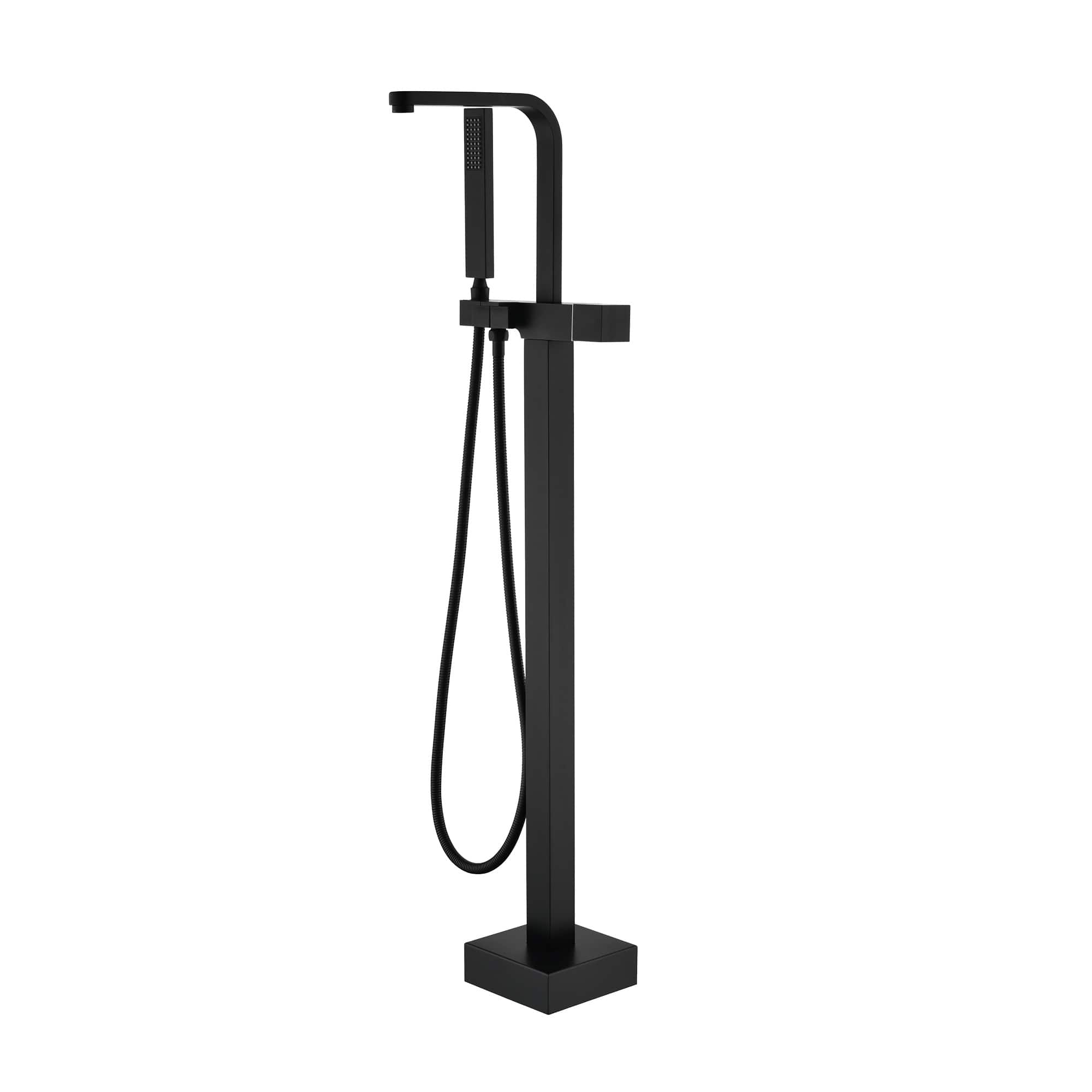 Front. Boyel Living - Matte Black Bathtub Faucet Solid Brass Single Handle 360° Swivel Handheld Spray - Matte Black.