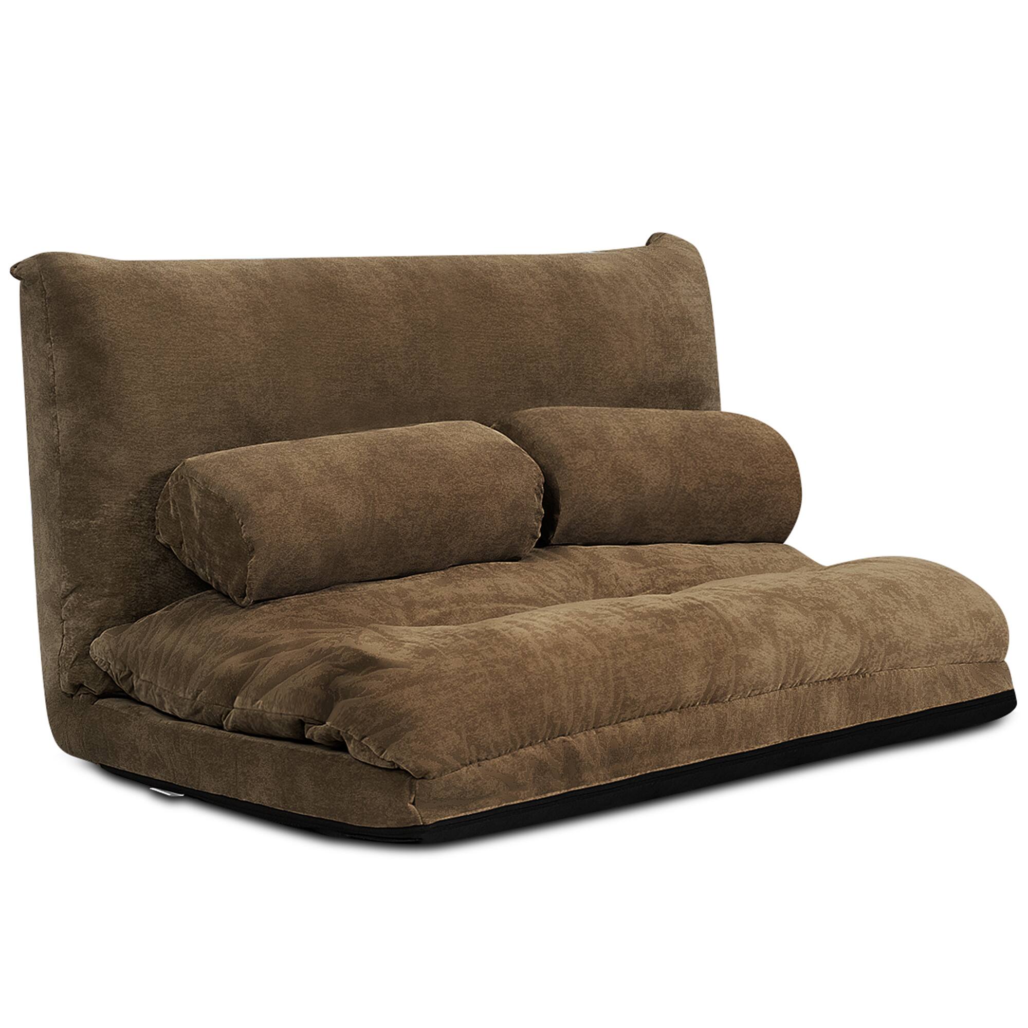 Alt View 1. Costway - Costway Floor Sofa Bed 6-Position Adjustable Sleeper Lounge Couch with 2 Pillows - Coffee.