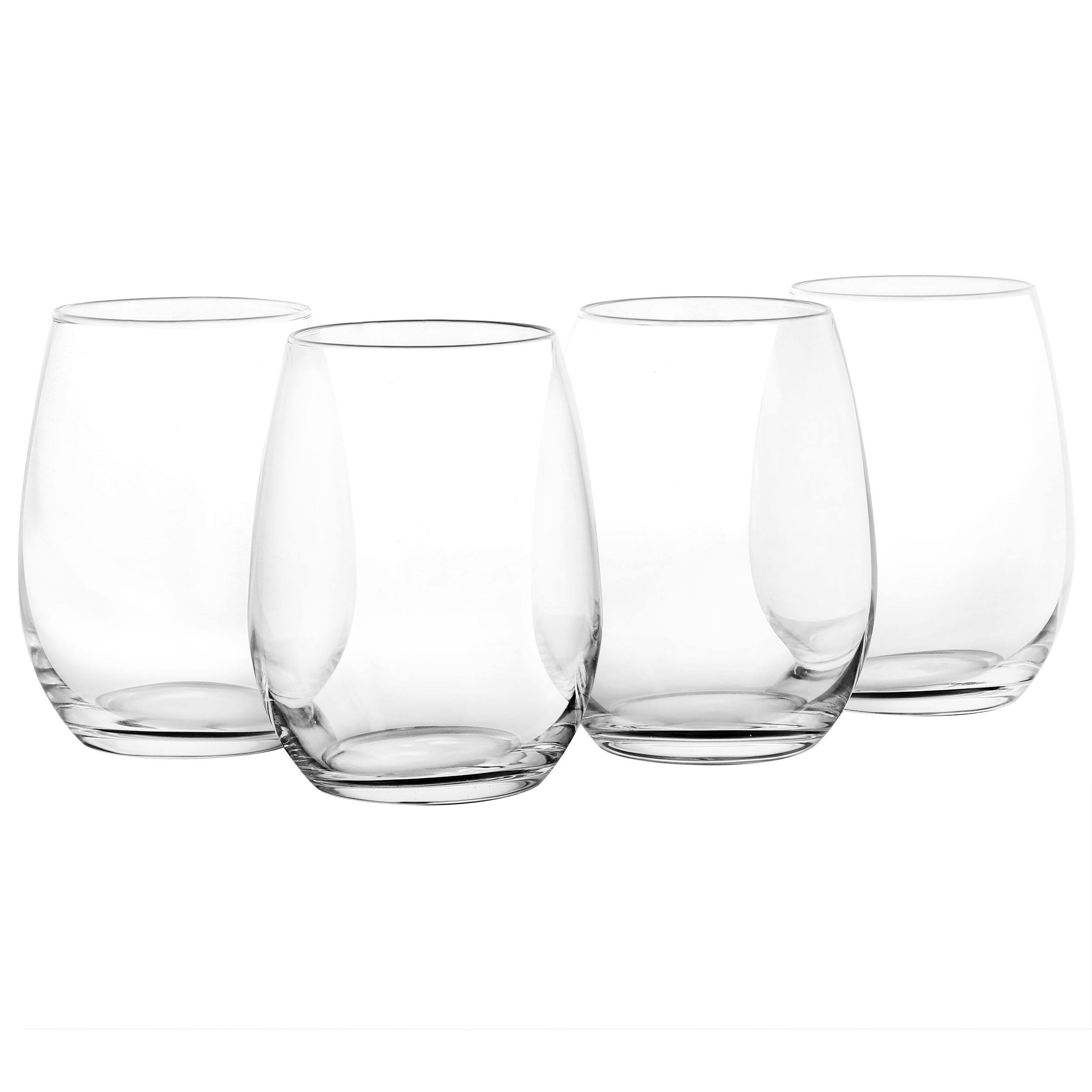Front. Martha Stewart - Martha Stewart 4 Piece 19oz Stemless Wine Glass Set - Clear.
